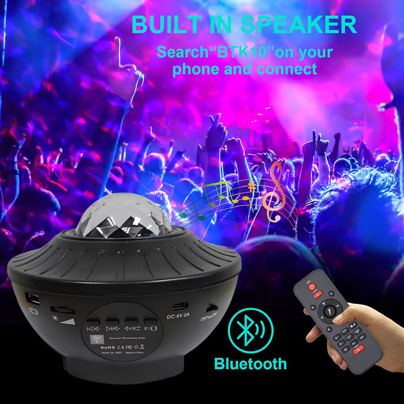クロスボーダー聚宝盆満天星星空レーザー水波紋投影灯bluetooth舞台ランプ寝室雰囲気小夜灯|undefined