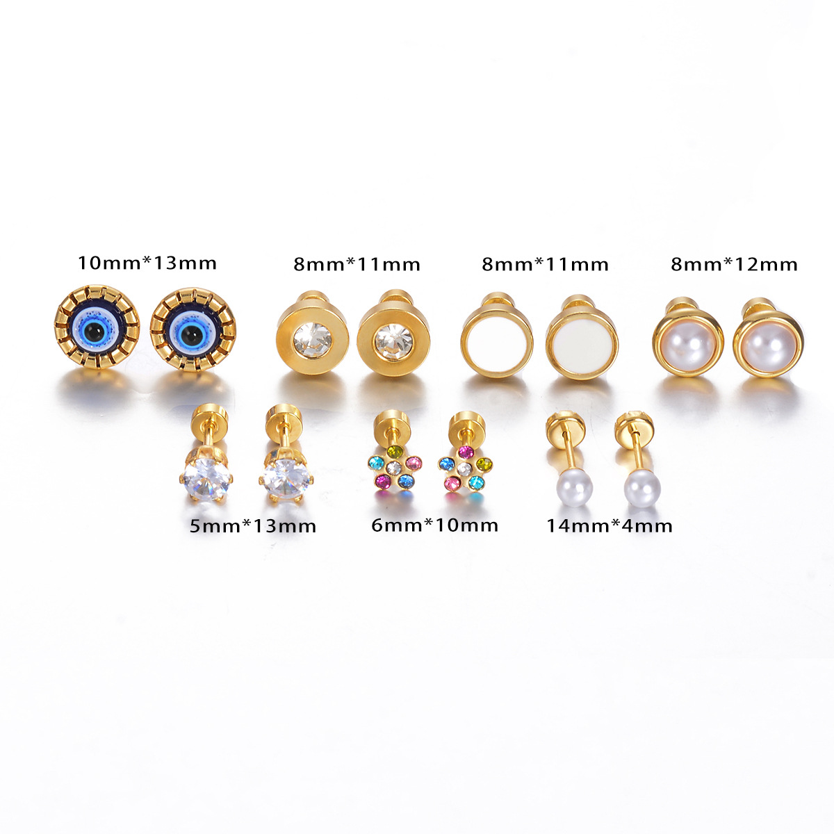 4g Weight PVD Coated Gold Plating Process 304 Stainless Steel Ear Needle Material 18K Real Gold Plated Plating Material Ear Studs Classification 1 Pair Quantity Holiday, Daily Occasion 304 Stainless Steel Material Geometric, Eye Pattern Women's Gender Simple Style Style Enamel Craft 1 Pair Simple Style Geometric Eye Enamel Stainless Steel Ear Studs 无