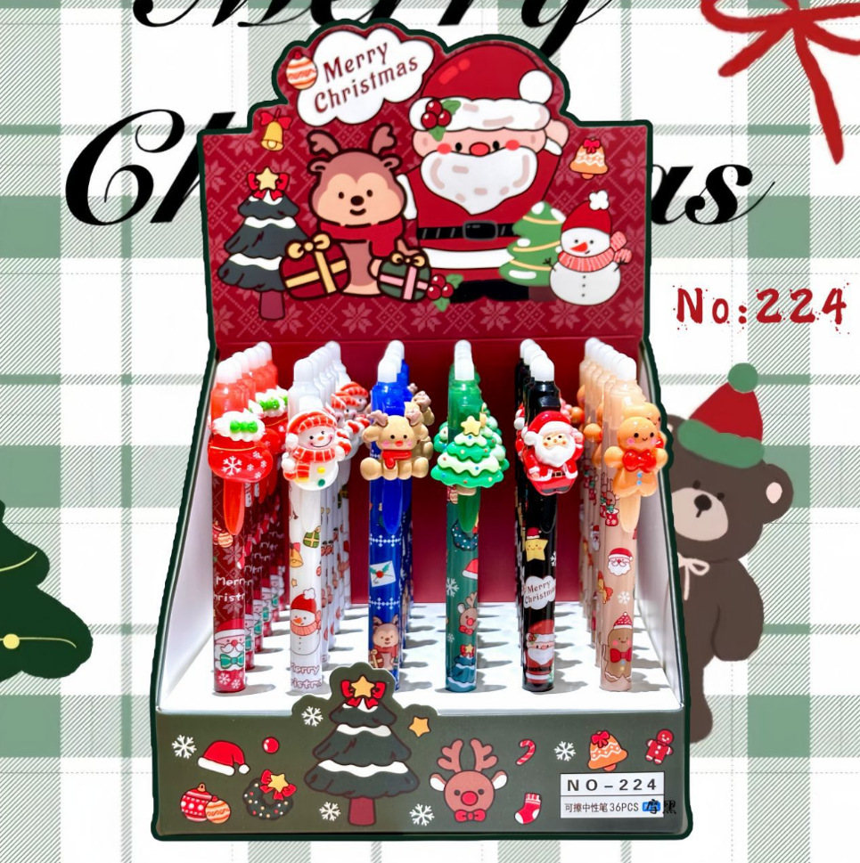 Papelería de Navidad debe ser un bolígrafo de goma de dibujos animados de alto valor creativo para regalos de Santa Claus