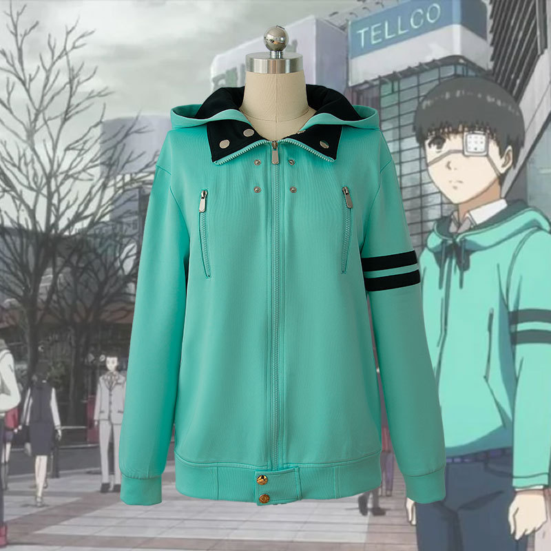 Tokyo Ghoul cosplay kinds of cos clothes Wei Yi Jin Mu Yan Spring Autumn Winter Long Sleeve Green Hooded Jacket Tokyo Ghoul cosplay kinds of cos clothes Wei Yi Jin Mu Yan Spring Autumn Winter Long Sleeve Green Hooded Jacket