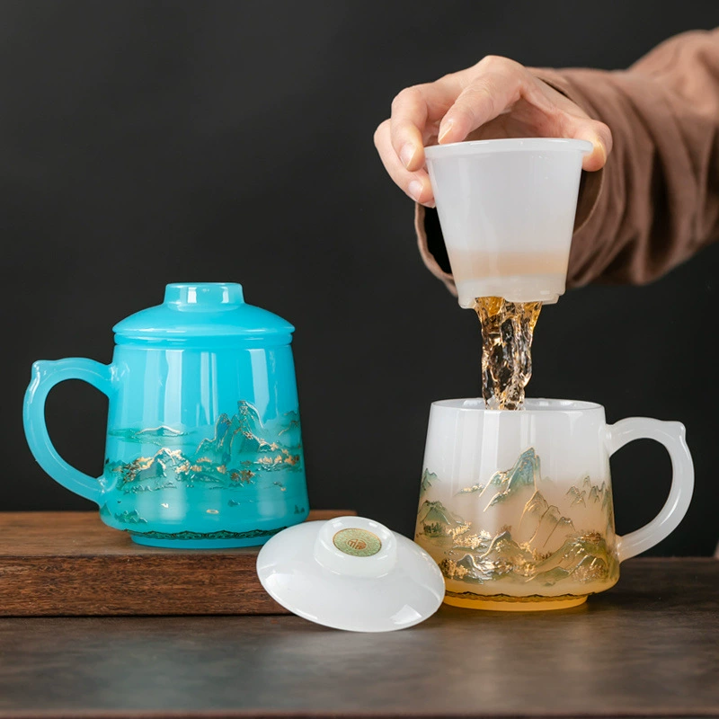 Высококачественная застекленная Qianli Jiangshan офисная чашка чая для домашнего офиса