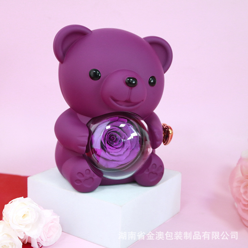 Fabricante nuevo mini abrazo oso joyería de flores Yongsheng anillo de San Valentín collar caja de regalo joyería de rosas