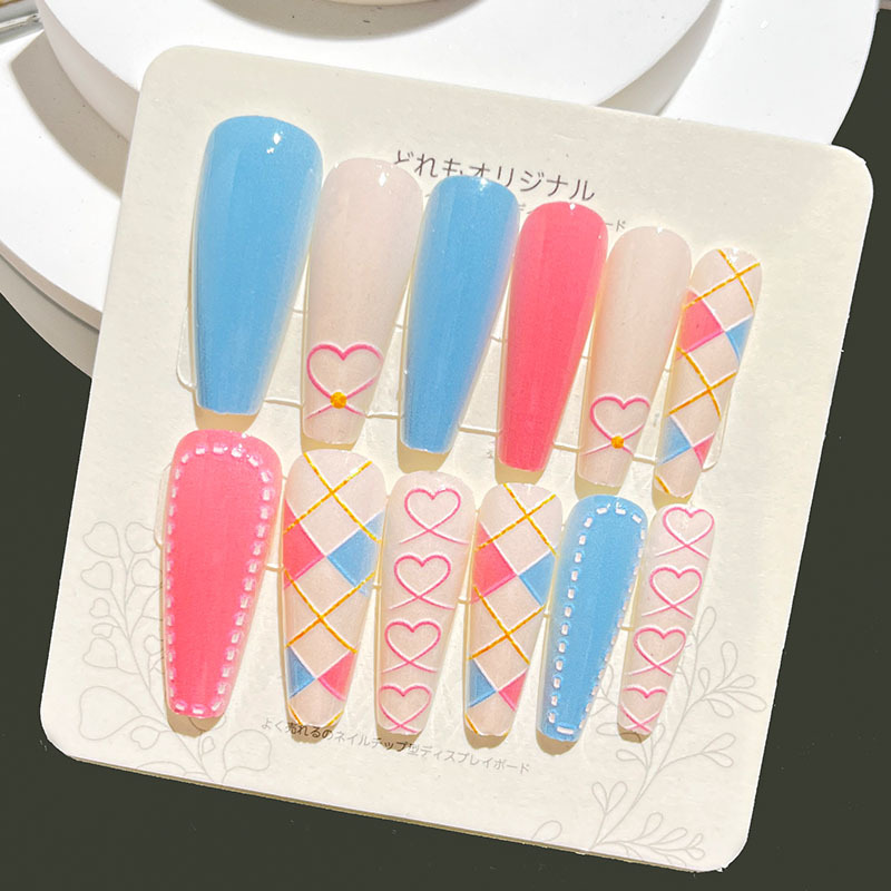 Nuevas uñas portátiles para adultos, uñas en relieve estéreo, parches de manicura, uñas postizas, uñas terminadas, uñas largas de ballet