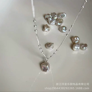 简约天然淡水巴洛克珍珠项链S925纯银间隔珠时尚叠戴通勤锁骨链女