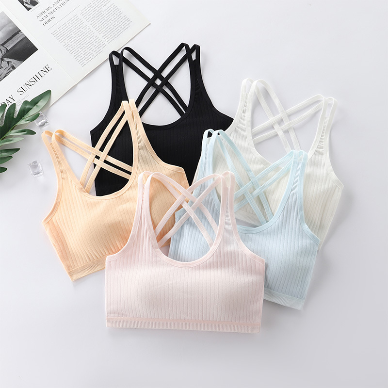 Summer thin junior high school student girl underwear cotton breathable youth development sports bra two or three stages