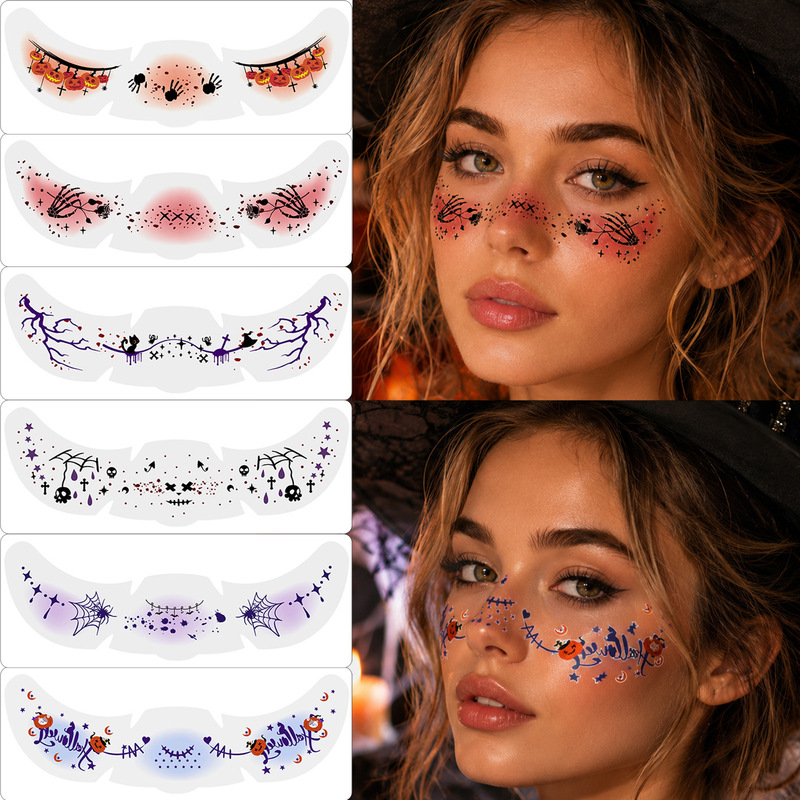 New cross-border Halloween glow-in-the-dark tattoo stickers, waterproof and sweat-resistant, party realistic face makeup freckle stickers tattoo New cross-border Halloween glow-in-the-dark tattoo stickers, waterproof and sweat-resistant, party realistic face makeup freckle stickers tattoo