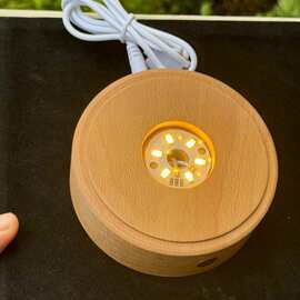 跨境USE充电橡木底座 发光底座LED灯暖光底座