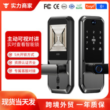 智能猫眼可视门锁一握开呆锁涂鸦Wi-Fi 远程开锁主动对讲指纹锁