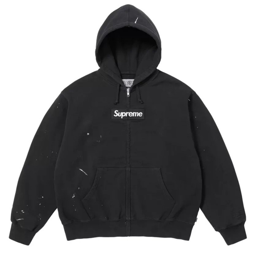 Supreme MM6 Maison Margiela Box Logo Zip Up Hoodie Black
