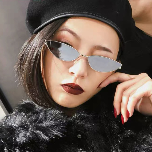 新款跨境红色三角猫眼墨镜女韩版潮猫眼女复古个性眼镜网红太阳镜|undefined