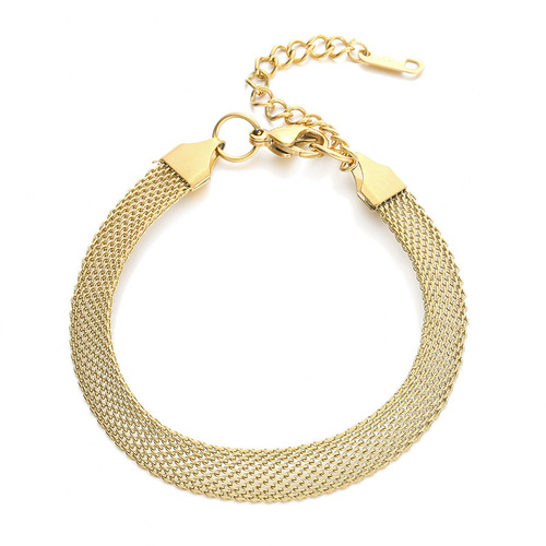 European and American cross-border titanium steel colorfast wide woven mesh metal bracelet for women grid mesh band watch strap wholesale