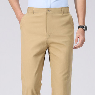 Cross-Border 2025 Summer New Men's Casual Long Pants Pure Cotton Trousers Loose Straight Dad Suit Pants Export