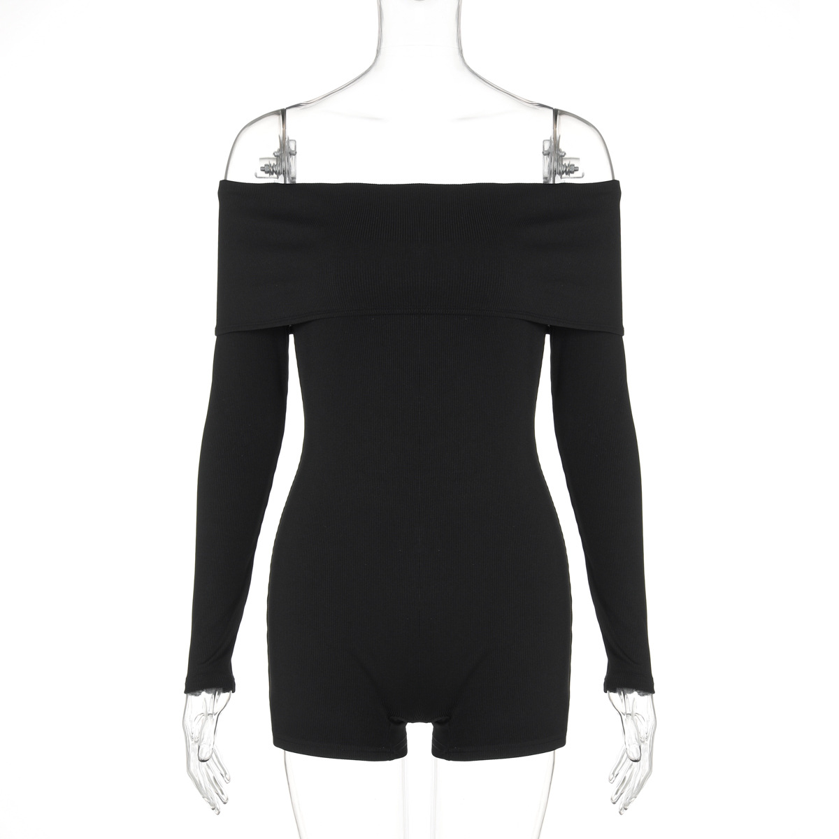 Autumn Sexy Off Shoulder Long Sleeve Knit Casual Jumpsuit