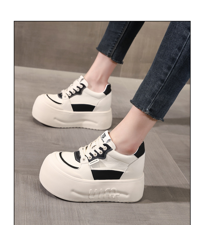 Giày sneaker nữ đế dày tăng chiều cao, mũi đầu to phong cách thể thao — ngọc trai trắng chi tiết 12