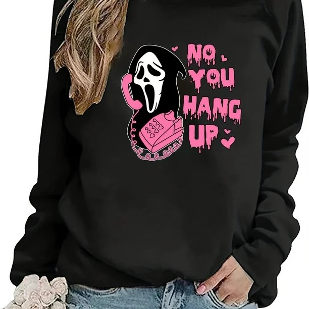 Halloween no te cuelgan impreso cuello redondo superior suéter de las mujeres de tamaño más europeo de comercio exterior transfronterizo