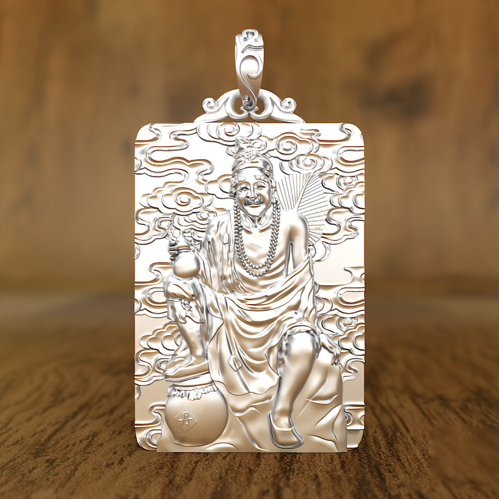 Original Jigong Pendant Men's Zodiac Buddha Fuhu Arhat Bodhisattva Silver Medal Sterling Silver Necklace Patron Saint Silver Ornament Can Be Engraved