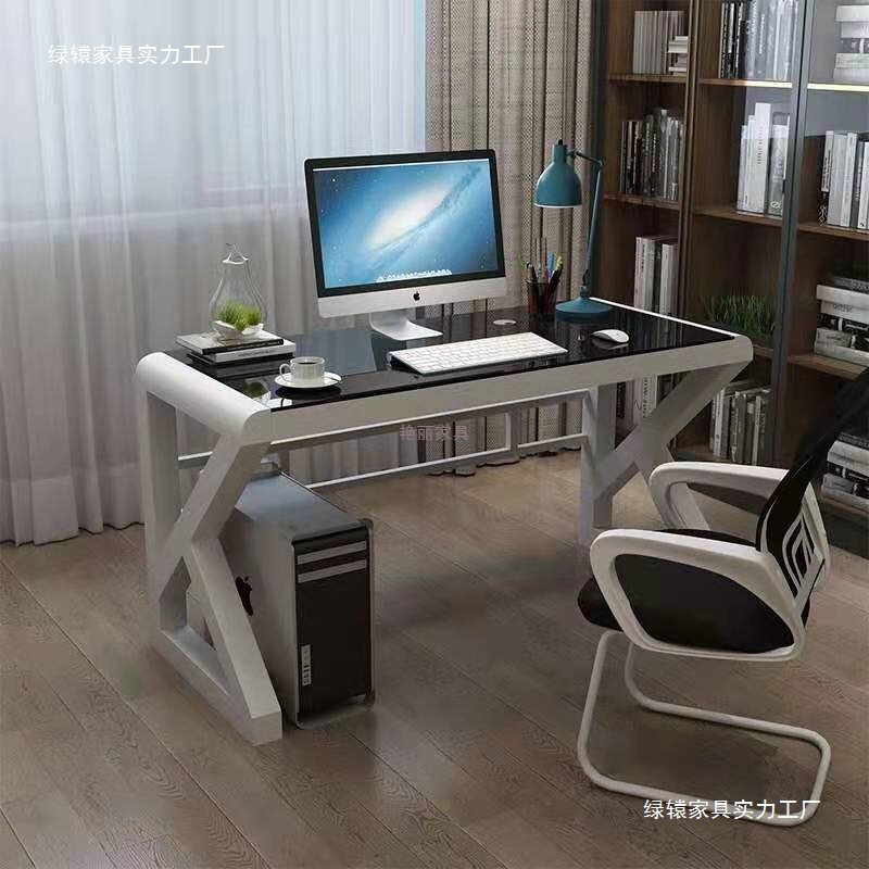 Simple Modern Computer Desk Desktop Table Home Desk Tempered Glass Office Desk Multi-Functional Writing Desk Study Table