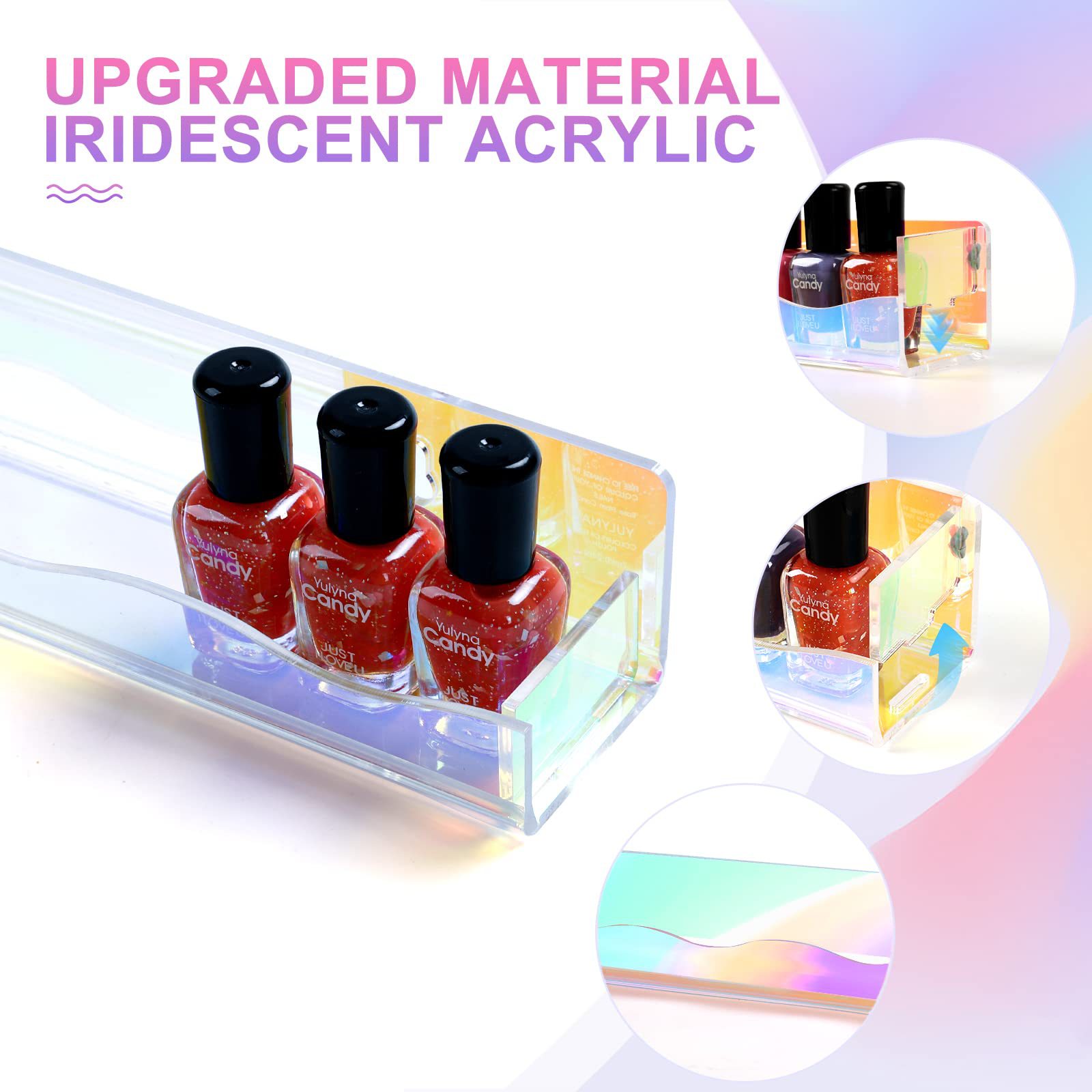 Estante de pared de acrílico colorido transfronterizo esmalte de uñas manicura pantalla hecha a mano Almacenamiento de muñeca estantería colgante de pared