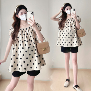 Maternity 2025 Summer New Doll Shirt Small Fresh Loose Slimming Fashion All-match Pregnant Women Age-reducing Top