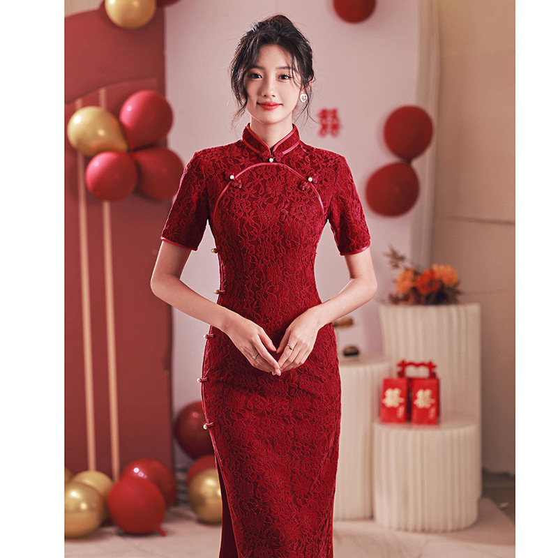 chinese dress ladies Amal Bespoke Dress | Modern Lace Wedding Cheongsam main image 1