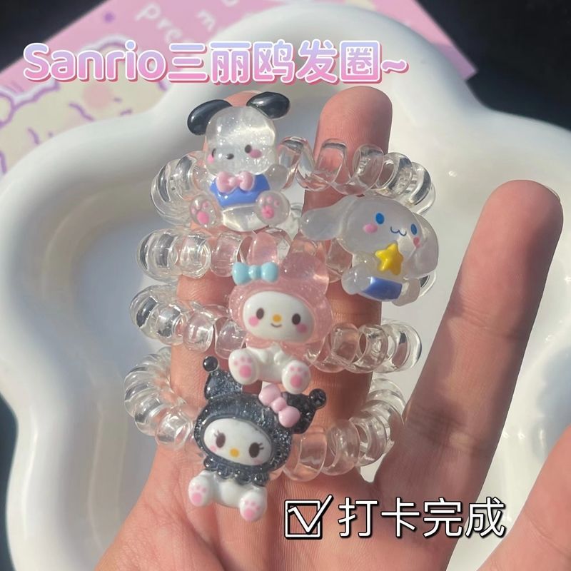 三麗鷗電話線發圈可愛玉桂狗庫洛米發繩卡通百搭扎頭髮橡皮筋髮飾