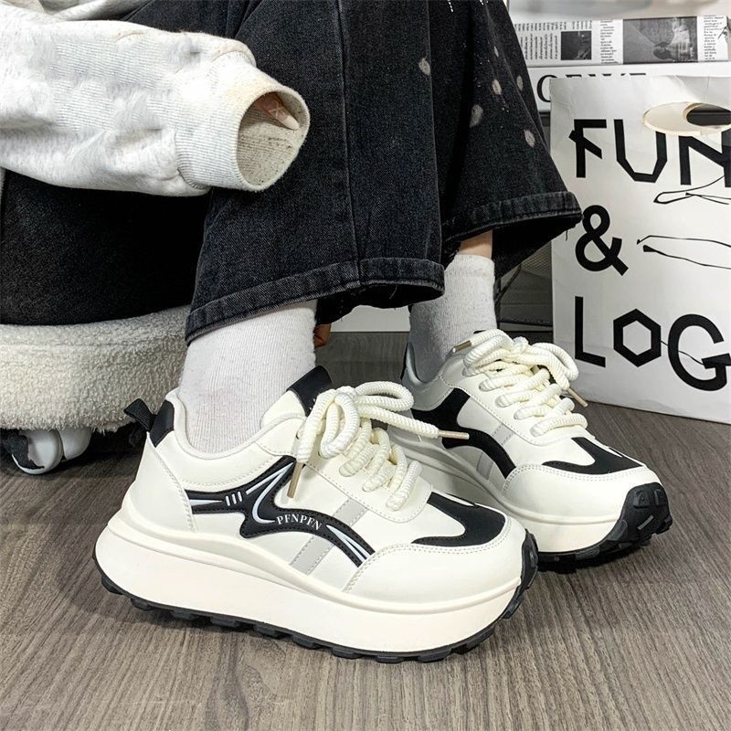 Zapatos deportivos de suela gruesa de diseño original de mujer, primavera y otoño de 2025, nuevos zapatos retro de altura en la tendencia