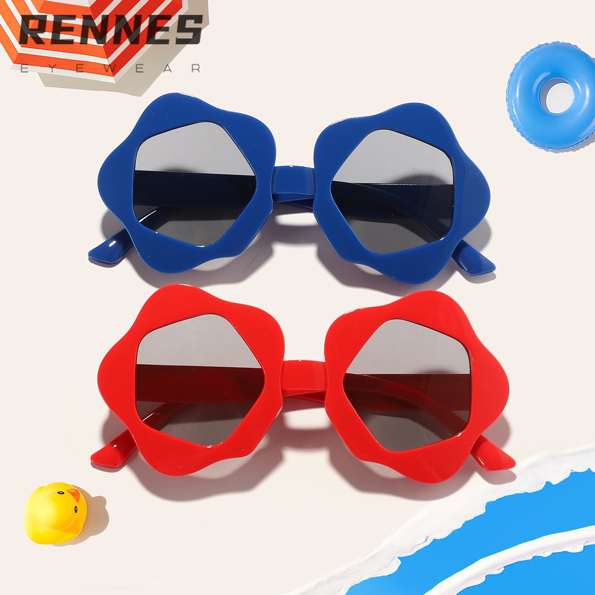 2024 niños irregular ins estilo pequeña flor moda divertida gafas desgaste al aire libre esencial protección solar gafas de sol