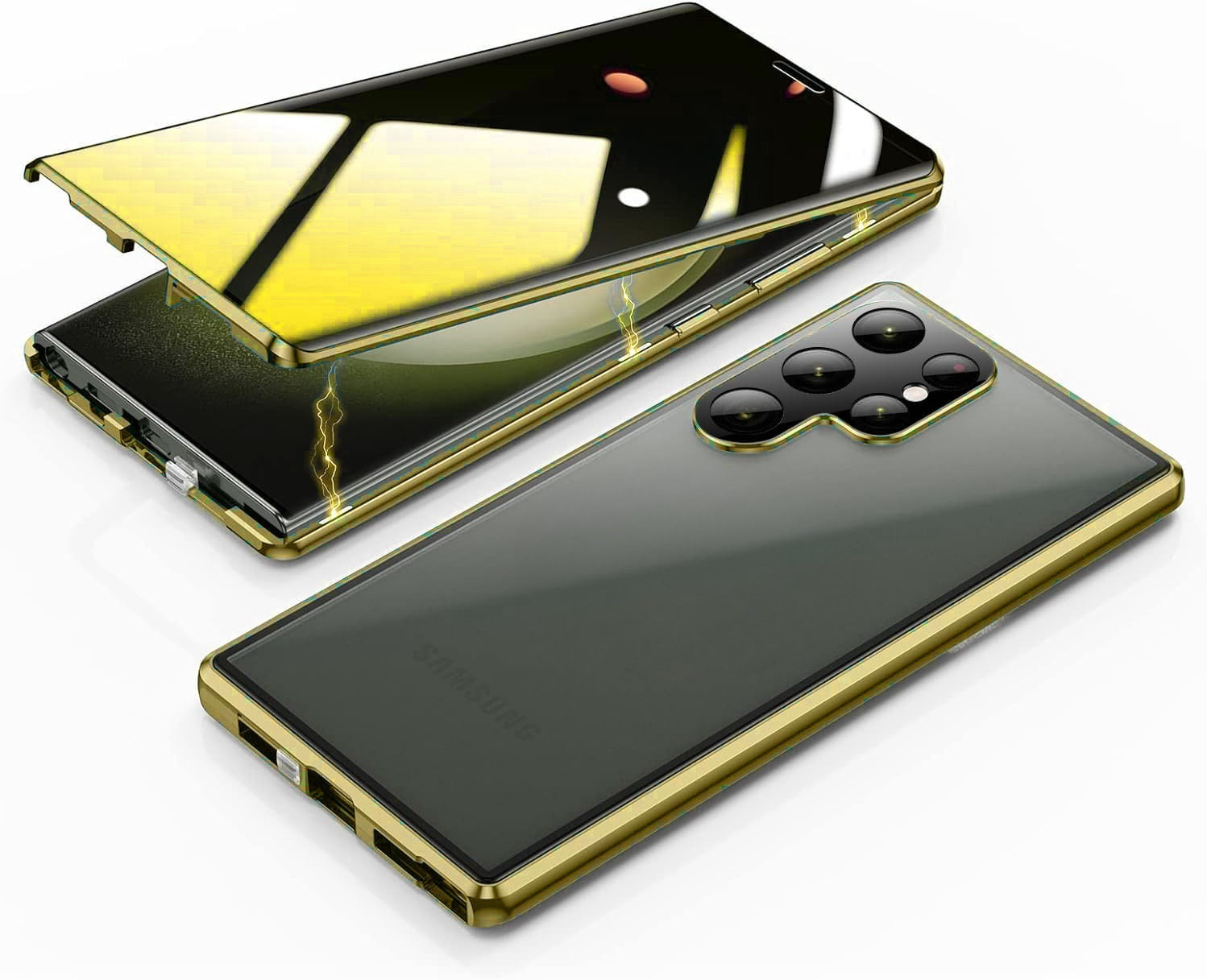 Funda magnética de doble cara de vidrio y metal para teléfono móvil Samsung S25 Ultra, compatible con S24, con protección anticaídas.