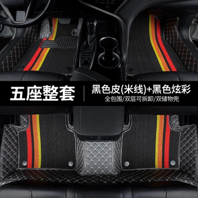 Modelə uyğun ayaqaltı, Ruifeng RF8 car accessories, full-coverage - jac-ruifeng-rf8-phev-7-seater-vehicle-2-2-32024-2025-model-five-seater-setblack-leather-with-beige-stitching-black-colored-snow-silk-cushions
