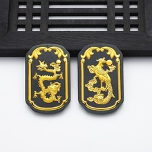 爆款金镶玉龙凤玉佩吊坠和田墨玉吊坠男女情侣款项链旅游礼品批发