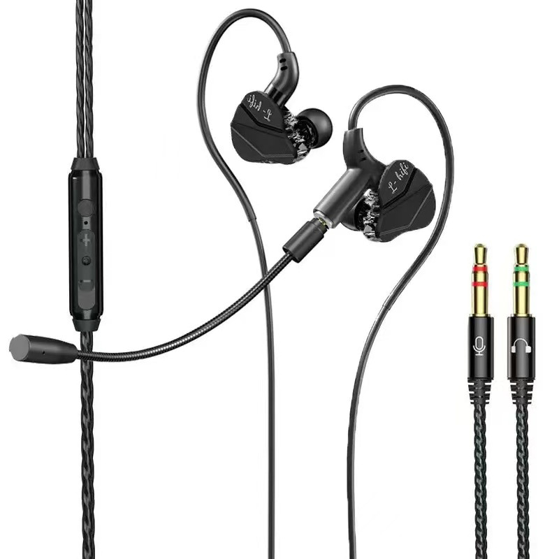 Auriculares de computadora de escritorio en la oreja dos en uno con cable e-sports juego dedicado USB Dual-plug auriculares con micrófono