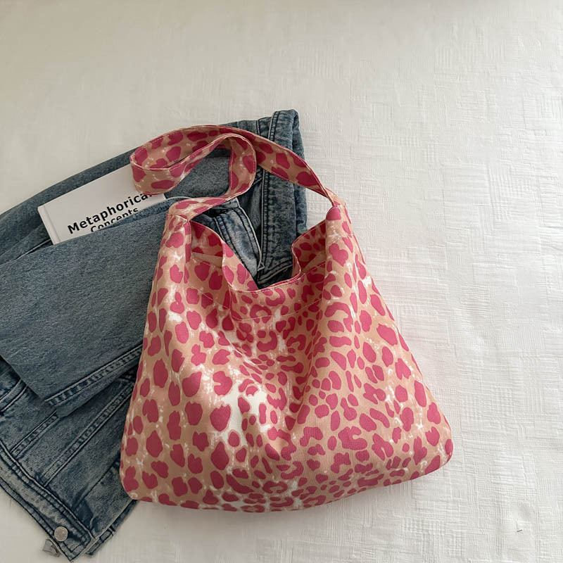 Bolsa de lona de leopardo de gran capacidad de mujer 2024 nuevo otoño invierno bolsa de compras casuales bolsa de viaje de clase