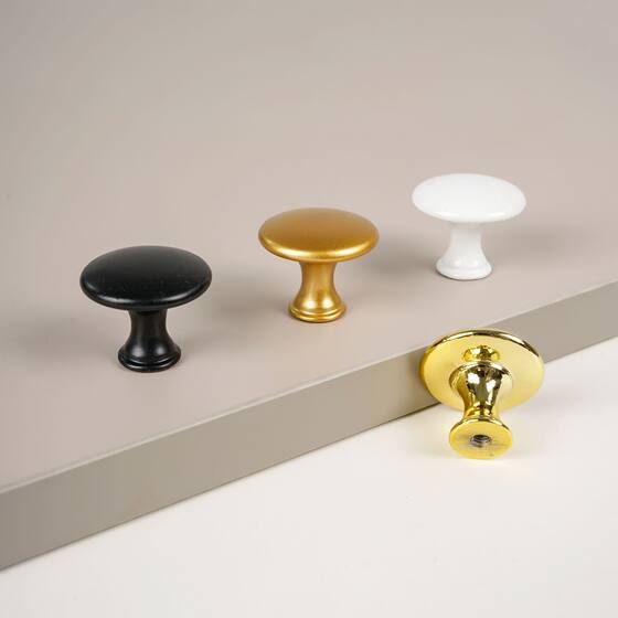Aluminum Alloy Solid Single Hole Handle Metal Round Golden Small Handle Drawer Cabinet Door Hardware Handle Black Handle