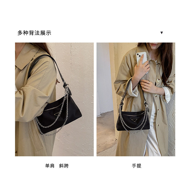Túi đeo chéo nữ dáng bánh bao vải nylon cỡ nhỏ đựng vừa đồ cá nhân — màu kaki, đen chi tiết 7