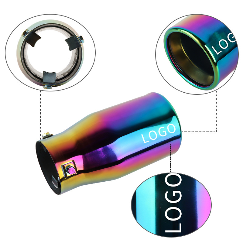 Factory direct supply modified single tail throat universal stainless steel exhaust pipe muffler car tail throat thickened grilled blue