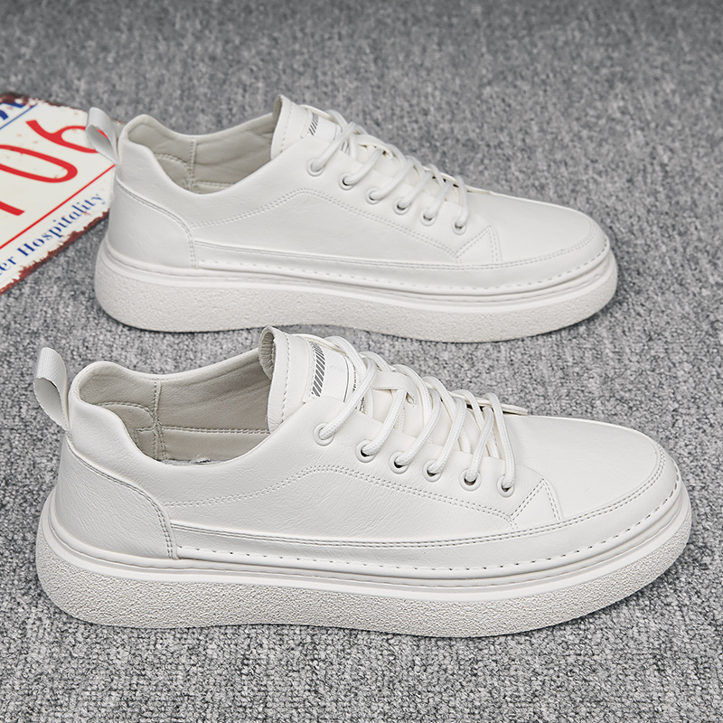 Zapatos de hombre nuevo nicho retro plataforma aumentada zapatillas de deporte de primavera zapatos de moda blancos de cuero casual deportivo para hombre image 7