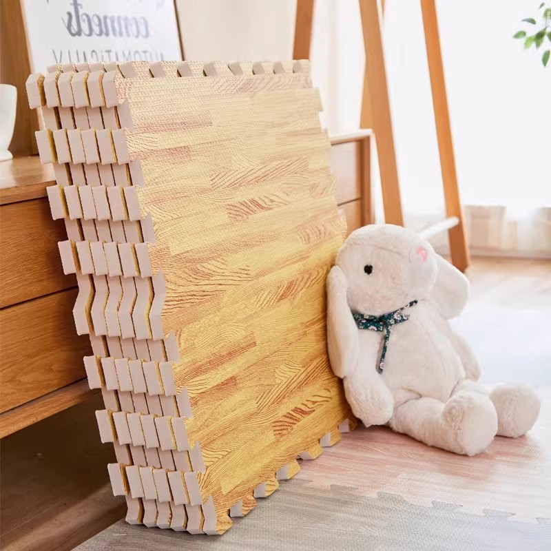 Wood Grain Foam Floor Mat Patchwork Climbing Mat Anti-fall Children's Bedroom Large Area Tatami Household Flooring Mat