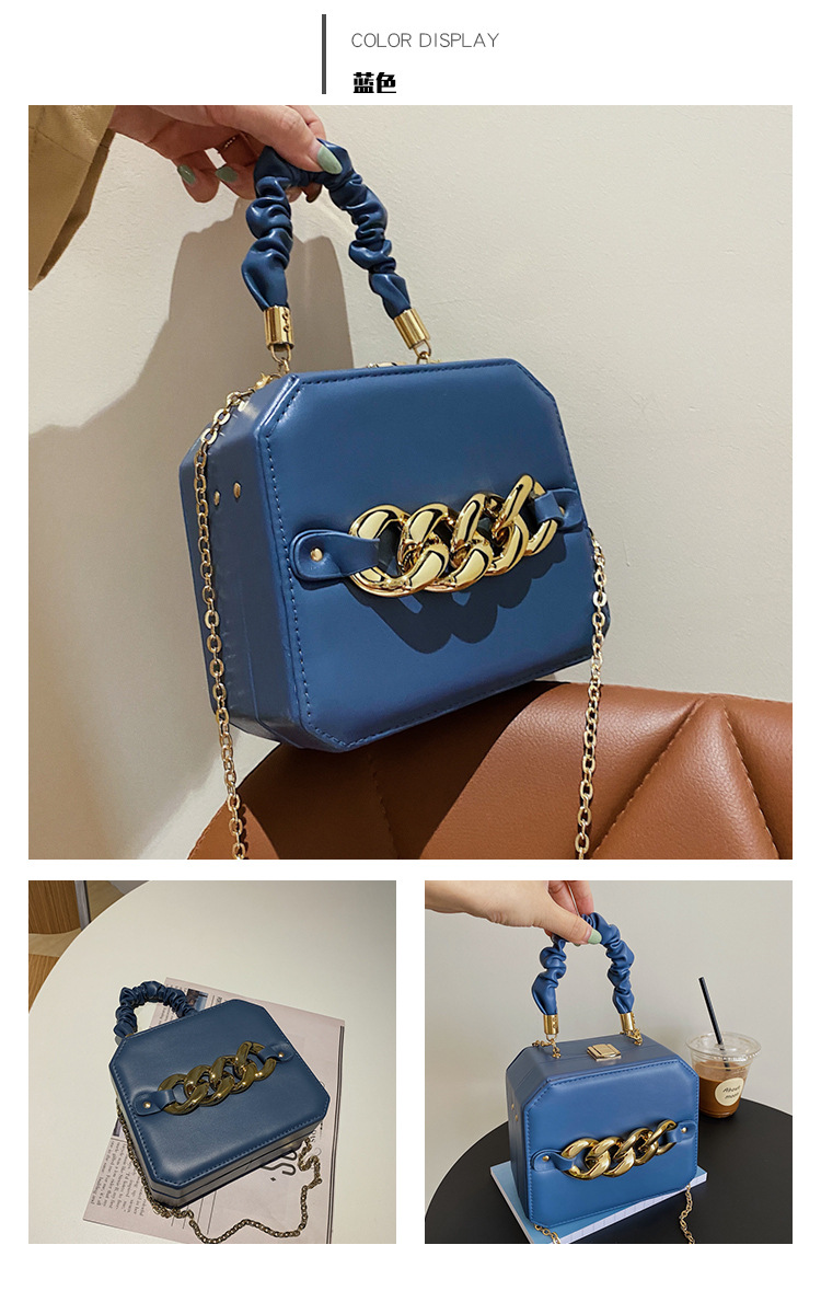 Acrylic Chain Bag 2021 Winter New Box Bag Pleated Portable Small Square Bag Shoulder Crossbody Cosmetic Bag display picture 8