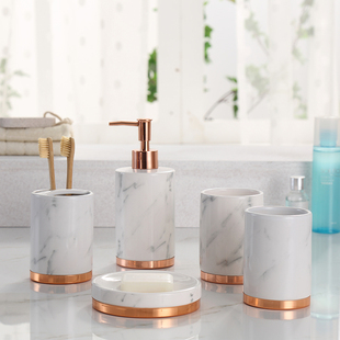 Light Luxury Bathroom suit Nordic Five-piece Set Marble Pattern Ceramic Wash Kit Toilet Brush Cup Shushengsheng