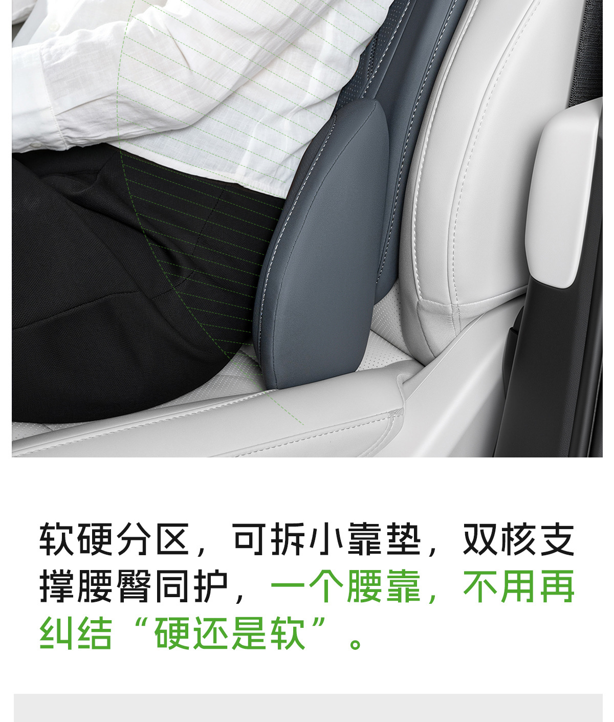 Cross-border new car lumbar support, made of perforated Nappa leather for breathability, with a removable hip pad, designed for long periods of sitting and providing back support