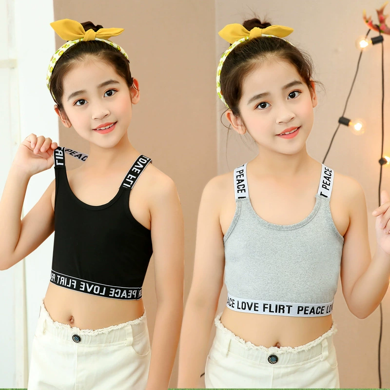 Майка для девочек, развивающая сцена, нижнее белье для девочек среднего и старшего возраста, топ из чистого хлопка, базовый жилет для детей, спортивный топ