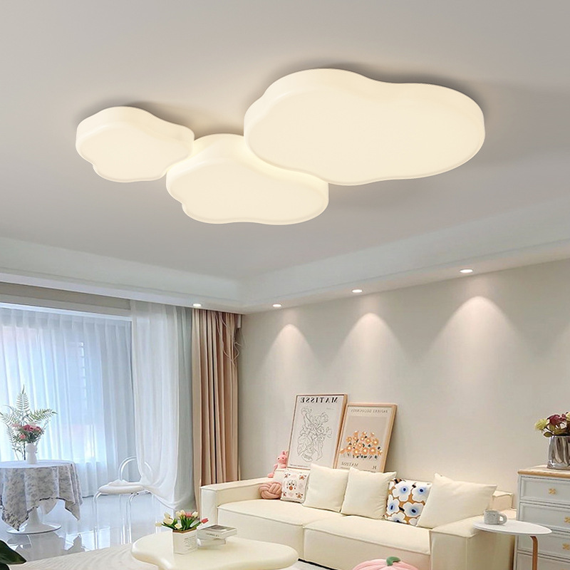Luz de sala de estar de espectro completo simple moderna crema viento pasillo luz principal 2025 nuevo dormitorio nubes lámparas de techo