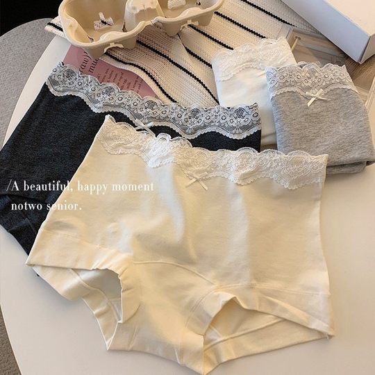 10A extended crotch class a cotton boxer mid-high waist lace underwear women's antibacterial hip women's seamless 2025 new