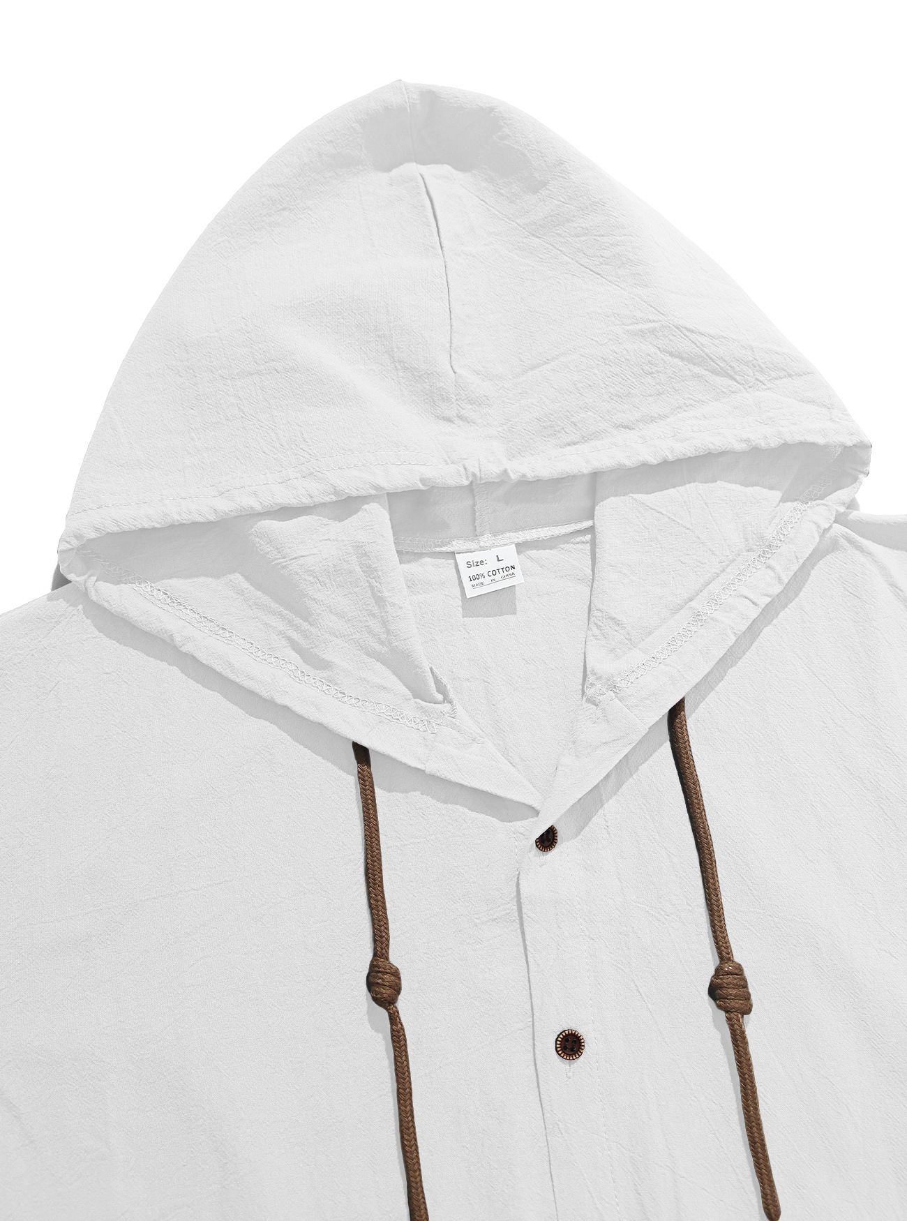 T-shirt con cappuccio uomo maniche lunghe cotone lino casual_voghion.com