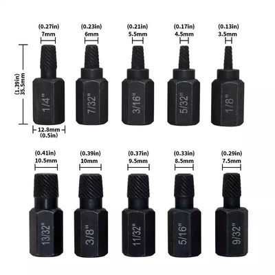 Cross-Border 14-Piece Nut Extractor: Mühərrik tənzimləmə alətləri - 10pc-end-screw-extractor-160g-in-bag