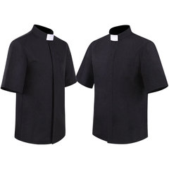 Halloween missionary cosplay shirt Priest priest cosplay short-sleeved black shirt