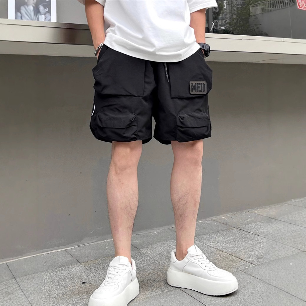 Outdoor Multi-Pocket Sports Cargo Shorts Men's Summer Casual Straight Quick-Dry Pants Youth Trendy Solid Color Shorts