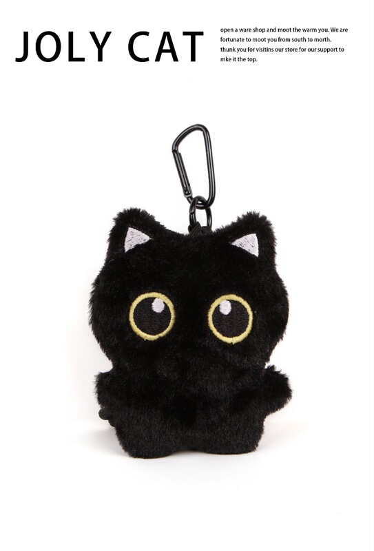 かわいいぬいぐるみ小さな黒猫人形ペンダントガールハートきしむ多用途ペンダントバックパックキーホルダーペンダント|undefined