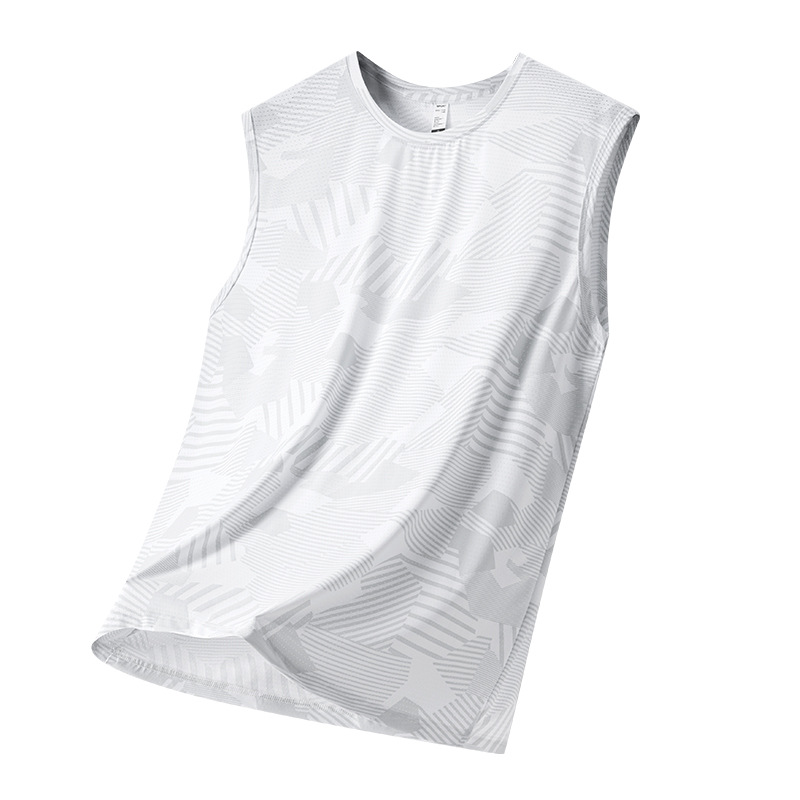 Chaleco de hielo para hombre de verano, camiseta de hombro ancho sin mangas, camiseta de hombro de secado rápido, camiseta de media manga transpirable