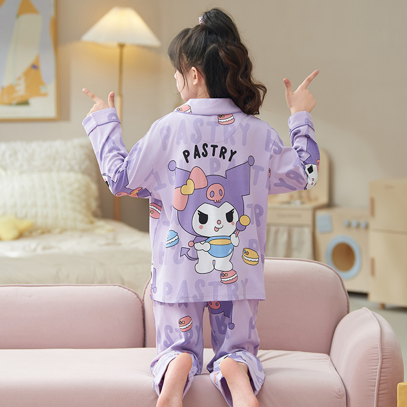 Pijamas de niñas 2025 nueva primavera y otoño algodón de manga larga delgada para niños ropa de casa para niños pequeños set